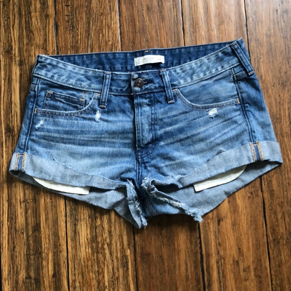 Distressed jean shorts